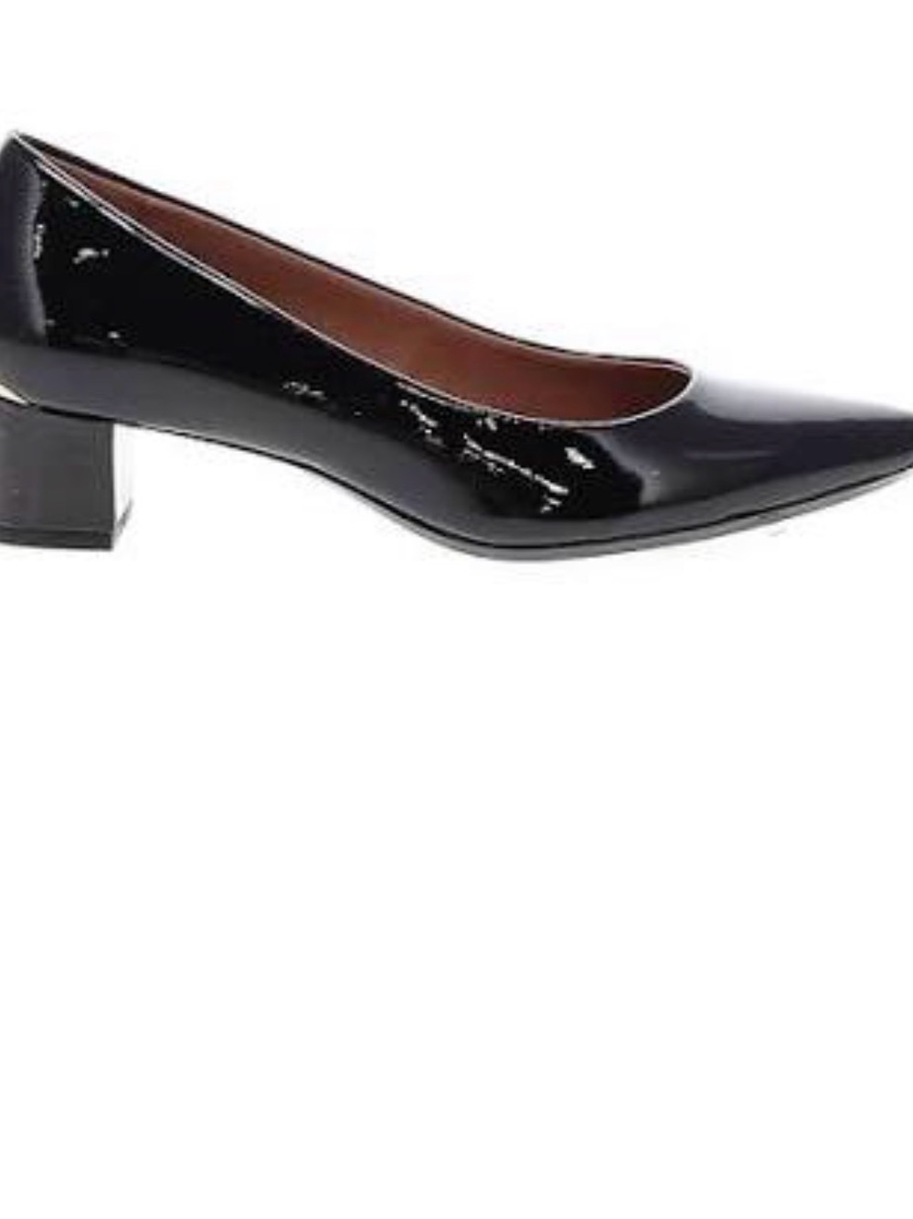 Calvin Klein Black Patent Low Block Heel Pump